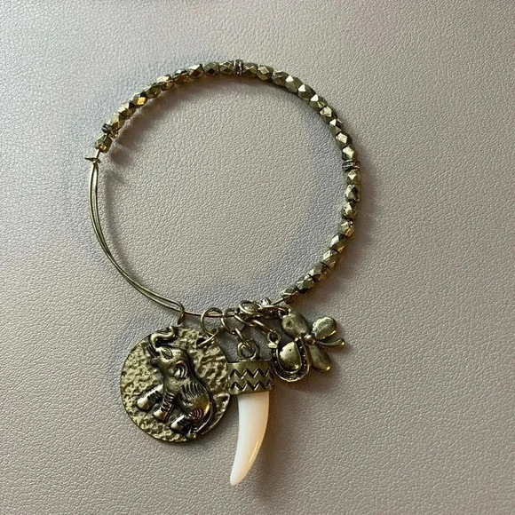 💚Fame accessories - vintage tone brass charm bracelet - adjustable OS fits most - Picture 1 of 3